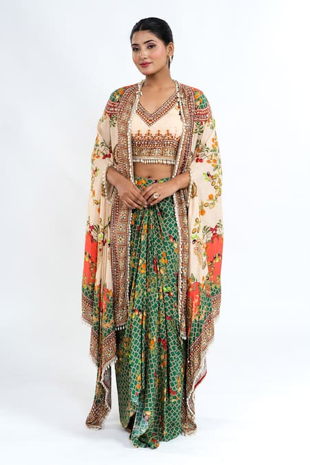 Ellemora Fashions Printed Shrug Skirt Set