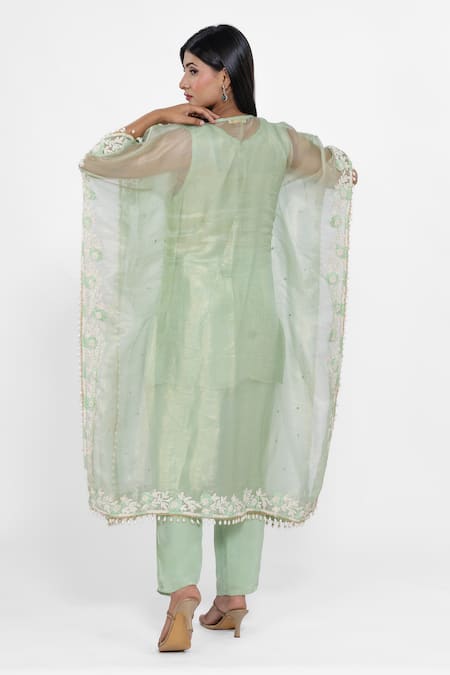 Shop Ellemora Fashions Green Thread Kaftan Kurta Set at Aza Fashions Shop_Ellemora Fashions_Green Thread Kaftan Kurta Set _at_Aza_Fashions