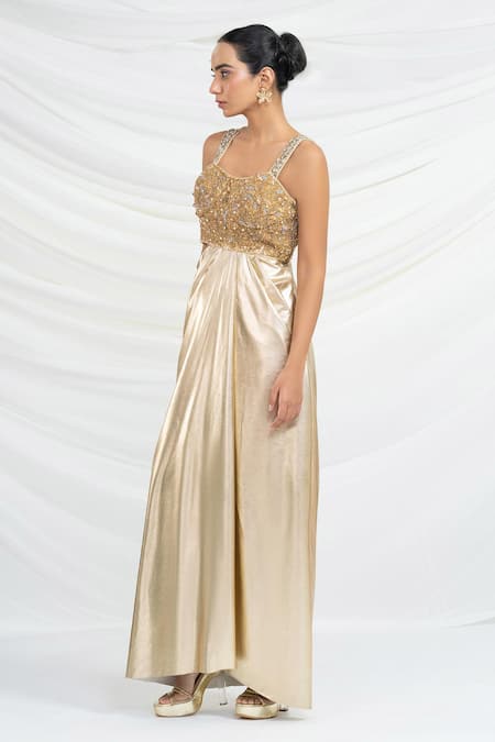 Ellemora Fashions Dazzling Allure Embroidered Draped Dress 