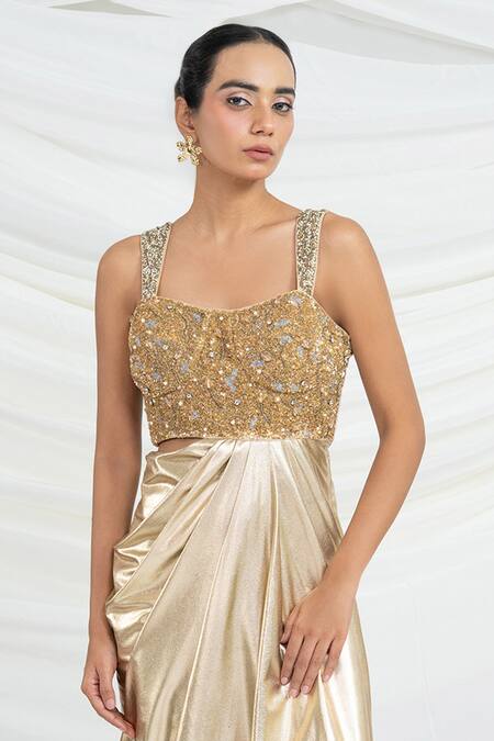 Shop_Ellemora Fashions_Dazzling Allure Embroidered Draped Dress _Online_at_Aza_Fashions