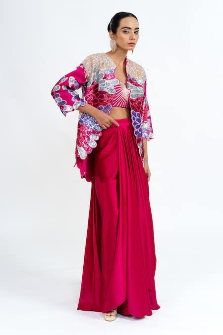 Ellemora Fashions Feather Majesty Embroidered Jacket Set 