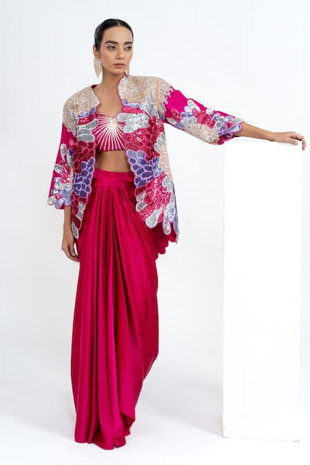 Ellemora Fashions Feather Majesty Embroidered Jacket Set 