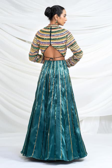 Ellemora Fashions Emerald Empire Embroidered Lehenga Set 