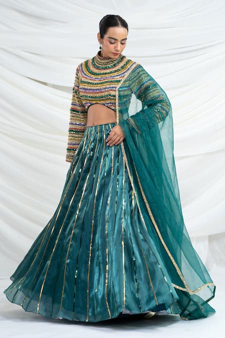 Ellemora Fashions Emerald Empire Embroidered Lehenga Set