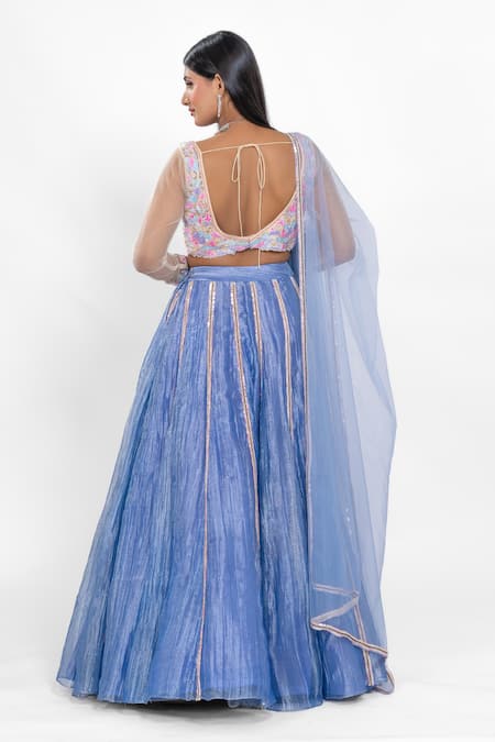 Ellemora Fashions Glacial Glamour Stripe Pattern Lehenga Set 