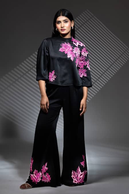 Ellemora Fashions Ephemeral Embrace Floral Embroidered Top With Pant 