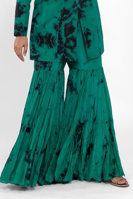 Shop_Ellemora Fashions_Jade Ambition Tie Dye Pattern Kurta & Palazzo Set _Online_at_Aza_Fashions