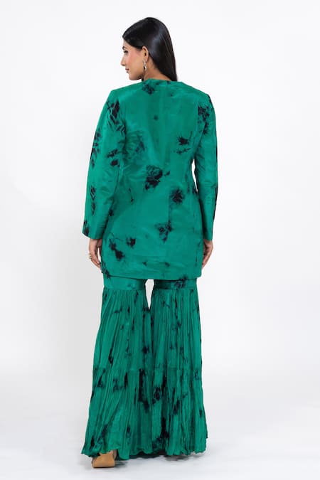 Ellemora Fashions Jade Ambition Tie Dye Pattern Kurta & Palazzo Set 