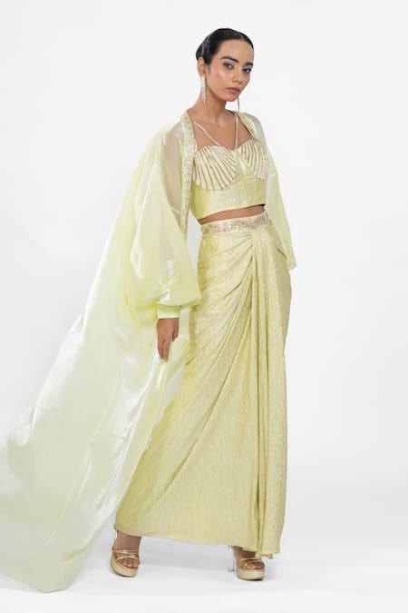 Ellemora Fashions_Lemon Luxe Pattern Draped Skirt Set _at_Aza_Fashions