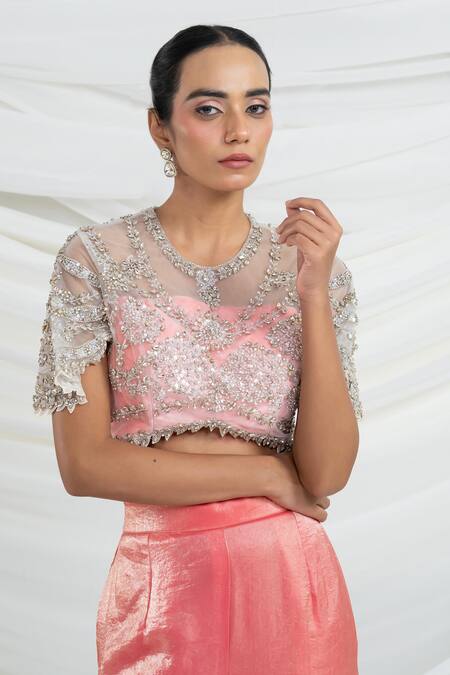 Ellemora Fashions_Jewel Whisper Embroidered Blouse & Palazzo Set _Online_at_Aza_Fashions