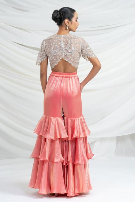 Ellemora Fashions Jewel Whisper Embroidered Blouse & Palazzo Set 