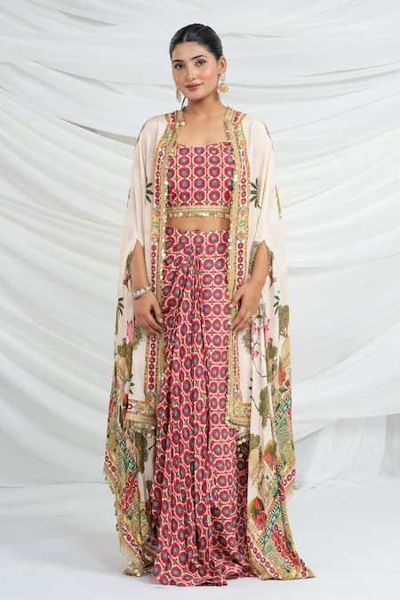 Buy_Ellemora Fashions_Printed Shrug Skirt Set _Online_at_Aza_Fashions