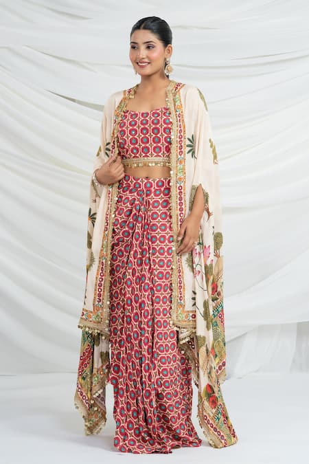 Ellemora Fashions Printed Shrug Skirt Set 