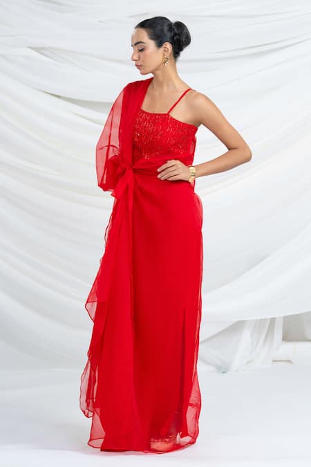 Buy_Ellemora Fashions_Crimson Ember Dress With Shrug 