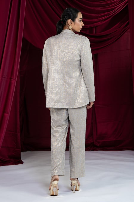 Ellemora Fashions Silver Reign Coat Pant Set 