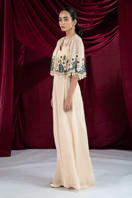 Ellemora Fashions_Cappuccino Calm Embroidered Shrug Set _at_Aza_Fashions