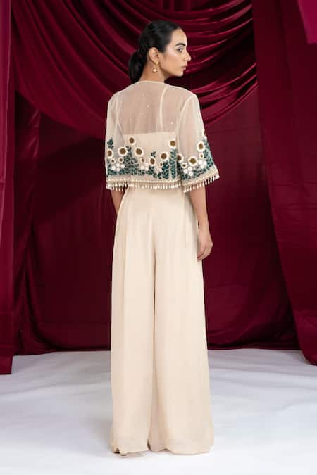 Ellemora Fashions Cappuccino Calm Embroidered Shrug Set 