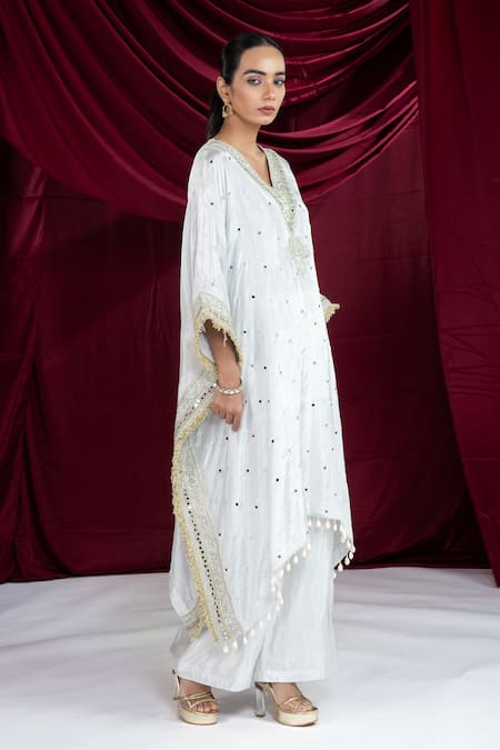 Buy_Ellemora Fashions_Chanderi Silk Kaftan & Pant Set _Online_at_Aza_Fashions