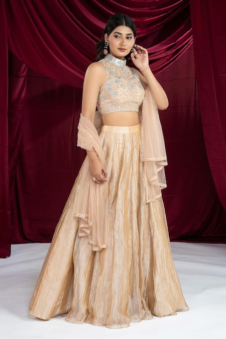 Ellemora Fashions Tissue Silk Embroidered Lehenga set 