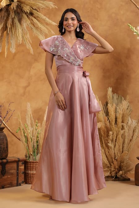 Buy_B'Infinite_Mauve Serenity Embellished Gown _Online_at_Aza_Fashions