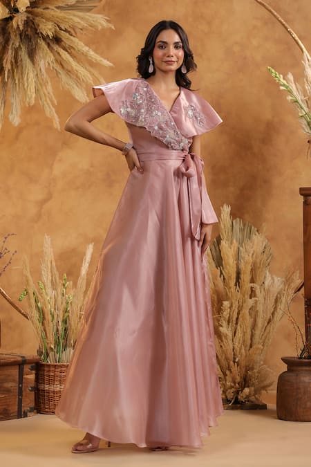 Shop_B'Infinite_Mauve Serenity Embellished Gown _Online_at_Aza_Fashions