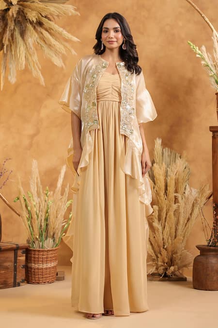 B'Infinite_Golden Glow Luxe Embellished Gown _Online_at_Aza_Fashions