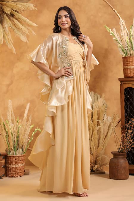 Buy_B'Infinite_Golden Glow Luxe Embellished Gown _Online_at_Aza_Fashions