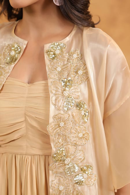 B'Infinite_Golden Glow Luxe Embellished Gown _at_Aza_Fashions