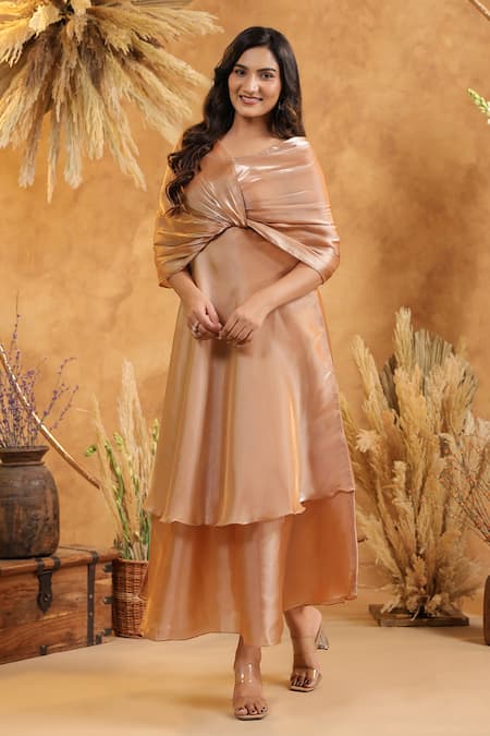 Buy_B'Infinite_Mocha Aura Flow Gown _Online_at_Aza_Fashions