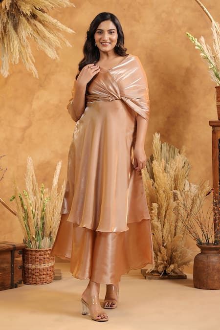 Shop_B'Infinite_Mocha Aura Flow Gown _Online_at_Aza_Fashions