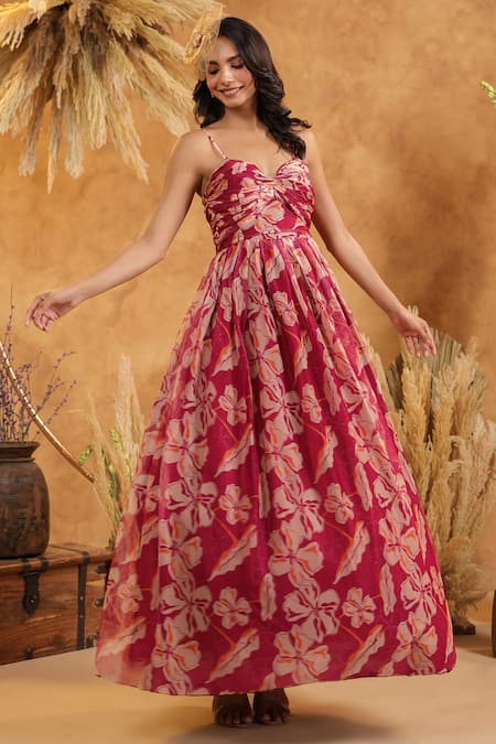 Shop_B'Infinite_Mocha Hibiscus Gown _Online_at_Aza_Fashions