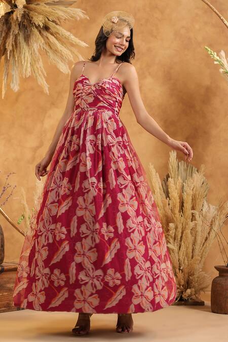 B'Infinite_Mocha Hibiscus Gown _at_Aza_Fashions