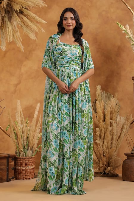 B'Infinite Tropical Fern Gown & Cape Set 
