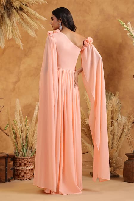 B'Infinite Peach Blossom Cape Gown 