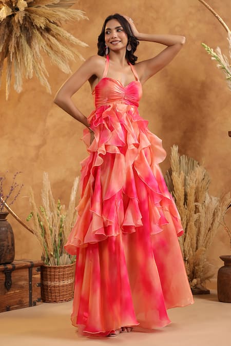 B'Infinite_Sunset Sorbet Ruffle Gown _at_Aza_Fashions