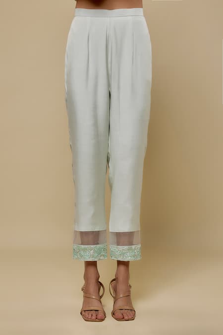 Buy Asaga Mint Chanderi, Muslin, Organza Embroidery, Mirrors V-neck Anarkali Pant Set Online at Aza Fashions Buy_Asaga_Mint Chanderi, Muslin, Organza Embroidery, Mirrors V-neck Anarkali Pant Set _Online_at_Aza_Fashions