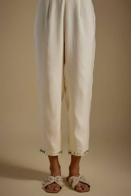 Buy Asaga Ivory Chanderi, Muslin, Organza Mirrors V-neck Outflair Work Kurta Set Online at Aza Fashions Buy_Asaga_Ivory Chanderi, Muslin, Organza Mirrors V-neck Outflair Work Kurta Set _Online_at_Aza_Fashions