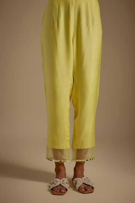 Asaga Yellow Chanderi, Muslin, Organza Mirrors Chiclet Embroidered Bodice Kurta Set Online at Aza Fashions Asaga_Yellow Chanderi, Muslin, Organza Mirrors Chiclet Embroidered Bodice Kurta Set _Online_at_Aza_Fashions