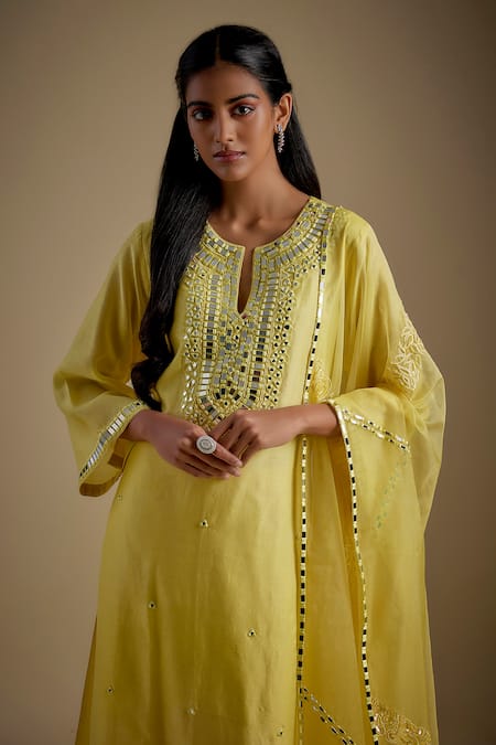 Buy Asaga Yellow Chanderi, Muslin, Organza Mirrors Chiclet Embroidered Bodice Kurta Set Online at Aza Fashions Buy_Asaga_Yellow Chanderi, Muslin, Organza Mirrors Chiclet Embroidered Bodice Kurta Set _Online_at_Aza_Fashions