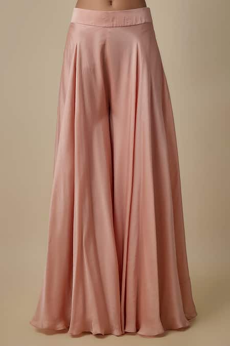 Asaga_Rose Gold Satin, Chinon, Organza, Tulle Sequins, Shattuck Jacket And Sharara Set _Online_at_Aza_Fashions