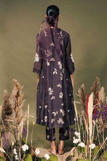 Arcvsh By Pallavi Singh Discharge Print Pleated Kurta & Pant Set 