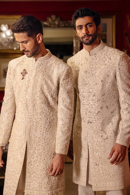 Buy Dolly J Off White Silk, Dupion, Cotton Embroidery, Taaren Threadwork Jacket Set Online at Aza Fashions Buy_Dolly J_Off White Silk, Dupion, Cotton Embroidery, Taaren Threadwork Jacket Set _Online_at_Aza_Fashions