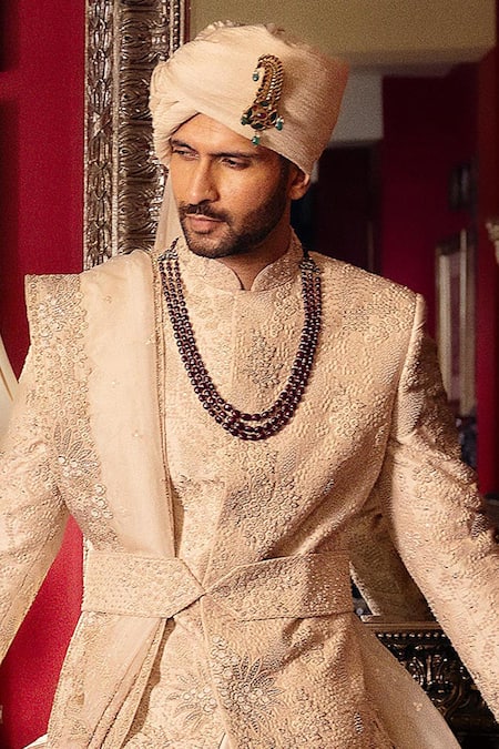 Dolly J_Pink Silk, Dupion, Crepe Embroidery, Zari Solair Raw Jacket Kurta Set _Online_at_Aza_Fashions