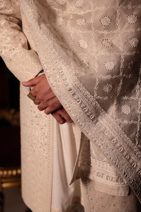 Buy Dolly J Off White Silk, Cotton Embroidery, Metallic Ivaryn Hand Sherwani Kurta Set Online at Aza Fashions Buy_Dolly J_Off White Silk, Cotton Embroidery, Metallic Ivaryn Hand Sherwani Kurta Set _Online_at_Aza_Fashions