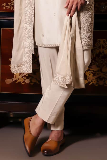 Dolly J Beige Silk, Dupion, Cotton Embroidery Mistvale Raw Sherwani Set Online at Aza Fashions Dolly J_Beige Silk, Dupion, Cotton Embroidery Mistvale Raw Sherwani Set _Online_at_Aza_Fashions
