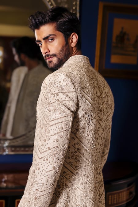 Dolly J Mistvale Raw Silk Embroidered Sherwani Set