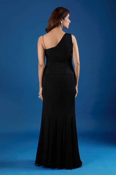 Samyukta Singhania Sequin Embroidered Asymmetric Blouse & Skirt Set 