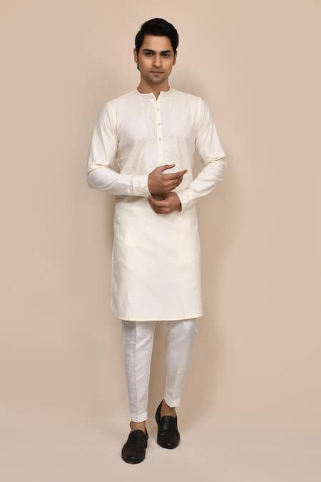 Aryavir Malhotra Cream Cutdana Work Kurta & Pant Set 