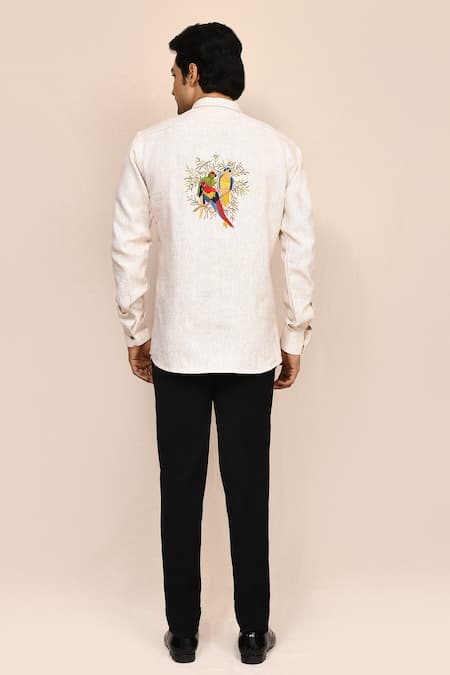 Aryavir Malhotra Cream Animal Work Shirt 