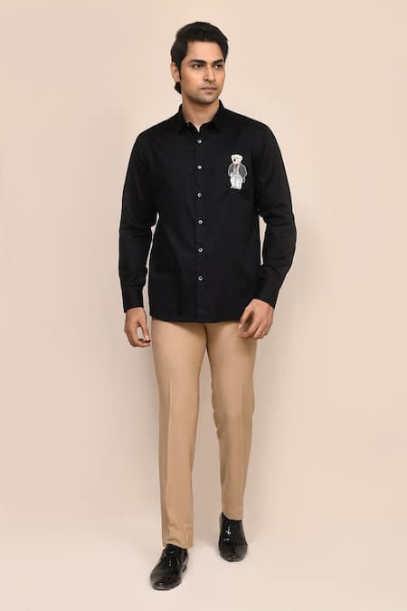 Aryavir Malhotra Black Giza Cotton Shirt  
